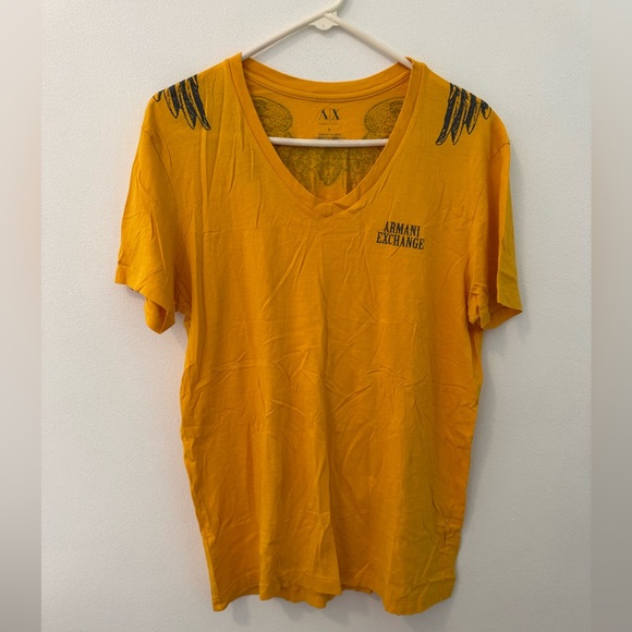 Women’s Armani Exchange Yellow V-Neck Graphic Tee Size L - Picture 1 of 5